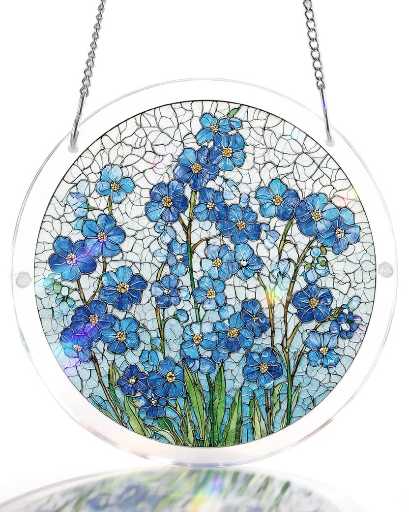 Acrylic Jigsaw Puzzle Suncatcher - Azure Bloom Whisper