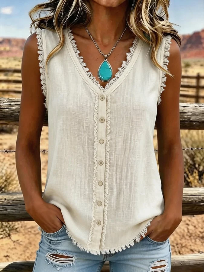 Women'S Casual Loose Tassel Top